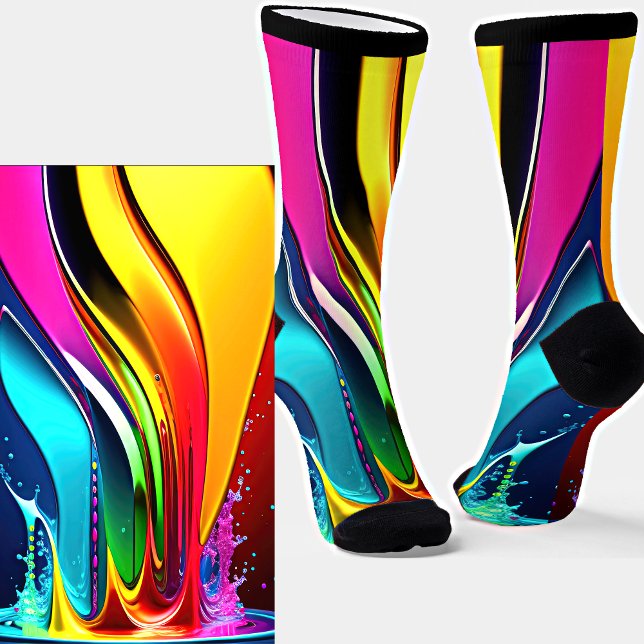 Calcetines Resumen Paint Swirys with Splash on Black (Subido por el creador)