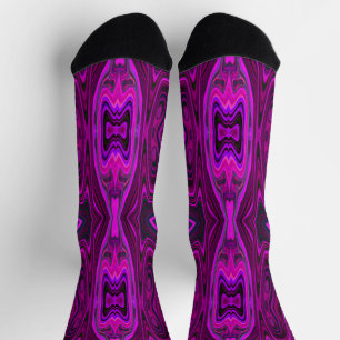 Calcetines Resumen retro Patrón rosa caliente y magenta