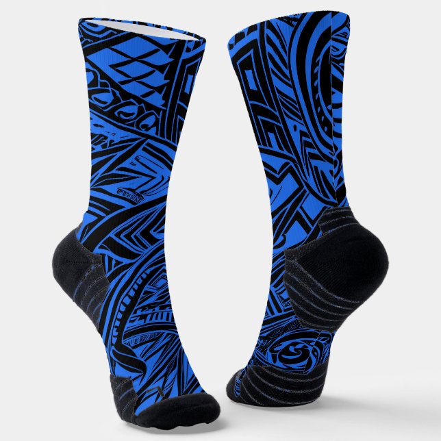 Calcetines Resumen Tribal Negro Y Azul (Angular)