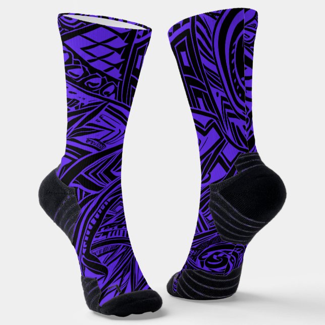 Calcetines Resumen Tribal Negro Y Púrpura (Angular)