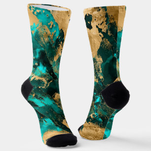 Calcetines Resumen verde esmeralda y oro