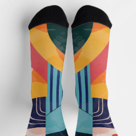 Calcetines Resumen vertical colorido con patrones de línea