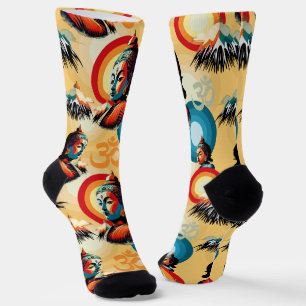 Calcetines Retrato de arte pop de Buddha Lord Retro