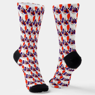Calcetines Retrato de gato - Naranja de arte gráfico audaz y 