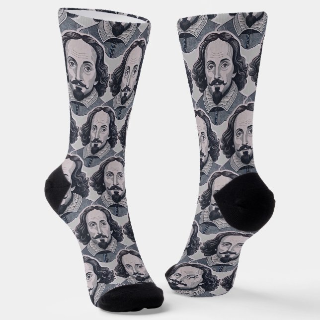 Calcetines Retrato de William Shakespeare ilustracion Hamlet (Angular)