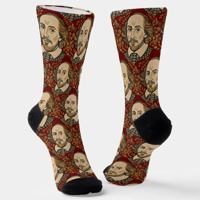 Calcetines Retrato de William Shakespeare ilustracion Londres (Angular)