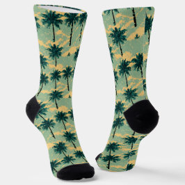 Calcetines Retro 8 bits Pixel Art Palm Tree