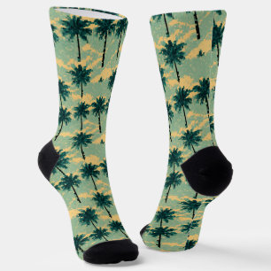 Calcetines Retro 8 bits Pixel Art Palm Tree