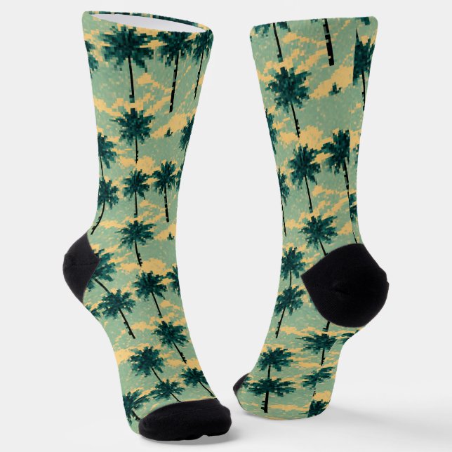 Calcetines Retro 8 bits Pixel Art Palm Tree (Angular)