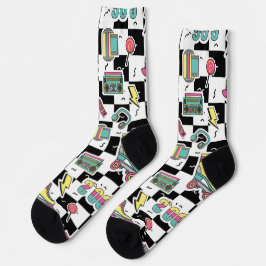 Calcetines Retro 90s Roller Skate Pattern Socks 