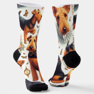 Calcetines Retro Airedale Terrier Seamless