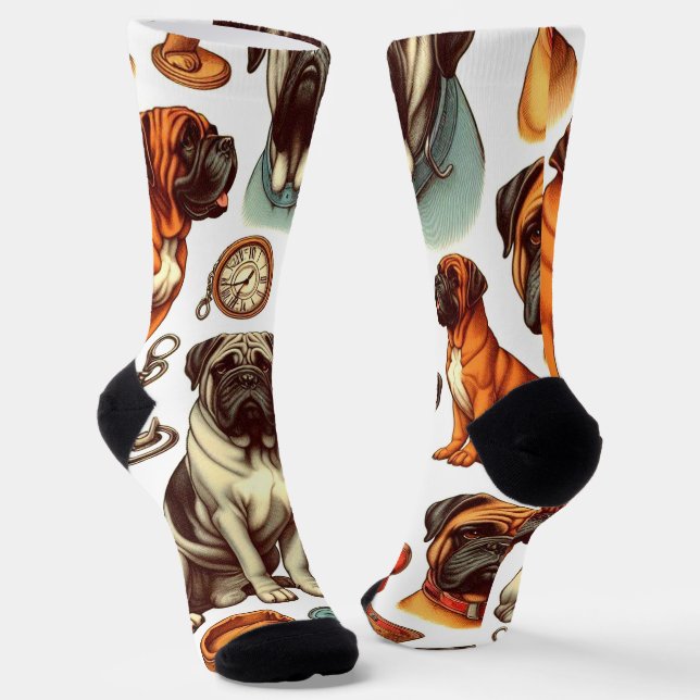 Calcetines Retro Bullmastiff Seamless (Angular)