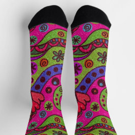 Calcetines Retro Cheerful Hearts and Flowers Multicolor