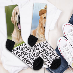 Calcetines Retro DOG MOM Mascota de patrón personalizado