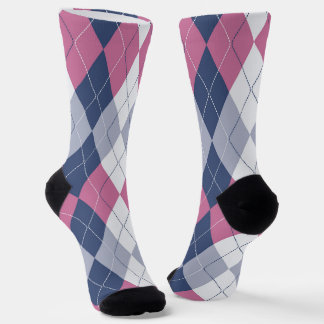 Calcetines Retro Dusty Pizarra Rosa Azul Naval Preppy Argyle