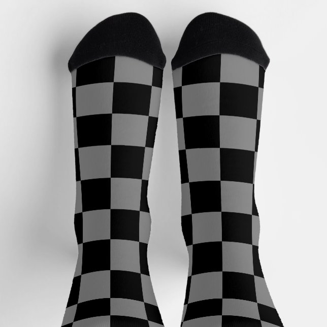 Calcetines Retro geométrico gris cuadrado (Arriba)