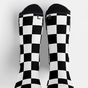 Calcetines Retro geométrico negro y blanco