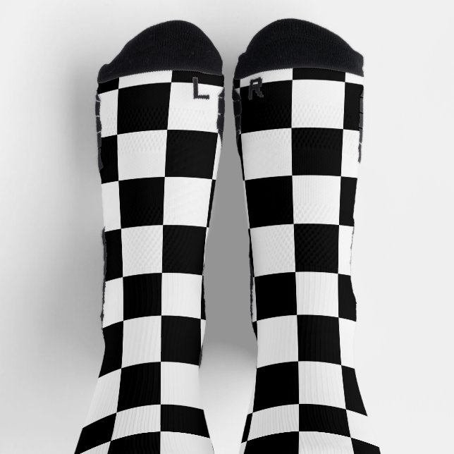 Calcetines Retro geométrico negro y blanco (Arriba)