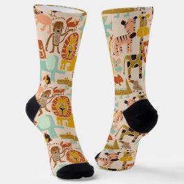 Calcetines Retro Jungle Animals Cute Patterado