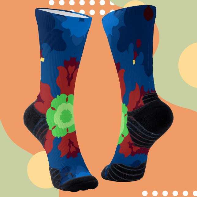 Calcetines Retro Mandala Azul Rojo y Verde (Subido por el creador)