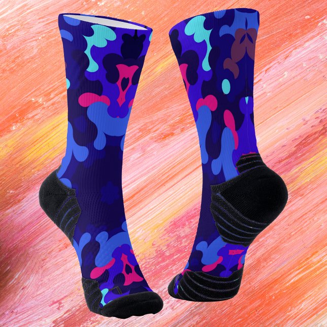 Calcetines Retro Mandala azul y rosa (Subido por el creador)