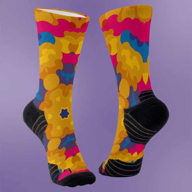 Calcetines Retro Mandala Naranja azul y rosa (Subido por el creador)