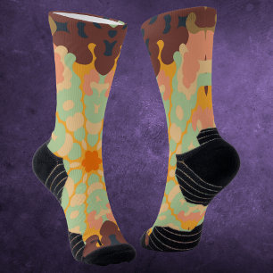 Calcetines Retro Mandala Naranja verde y amarillo