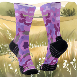 Calcetines Retro Mandala Púrpura Rosa y Azul