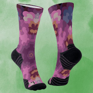 Calcetines Retro Mandala Púrpura Rosa y Naranja