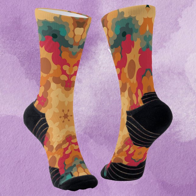 Calcetines Retro Mandala Rojo Amarillo y Azul (Subido por el creador)