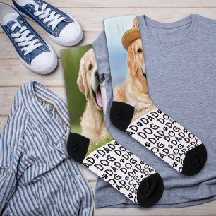 Calcetines Retro PAPÁ PERRO Patrón Personalizado Foto de Masc
