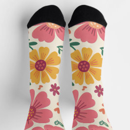 Calcetines Retro Sun-Kissed Bloom & Hearts Pattern