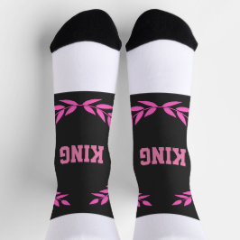 Calcetines Rey del color rosa Texto impreso Mujeres Hombres s