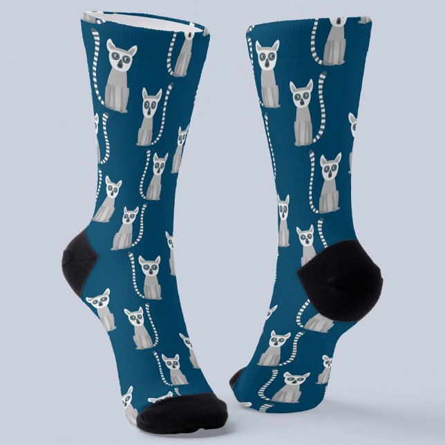 Calcetines Ring Tail Lemur (Fun ring tailed lemur socks for animal and wildlife lovers)