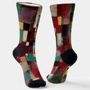 Calcetines Ritmos rojizo y amarillo violeta, arte de Paul Kle