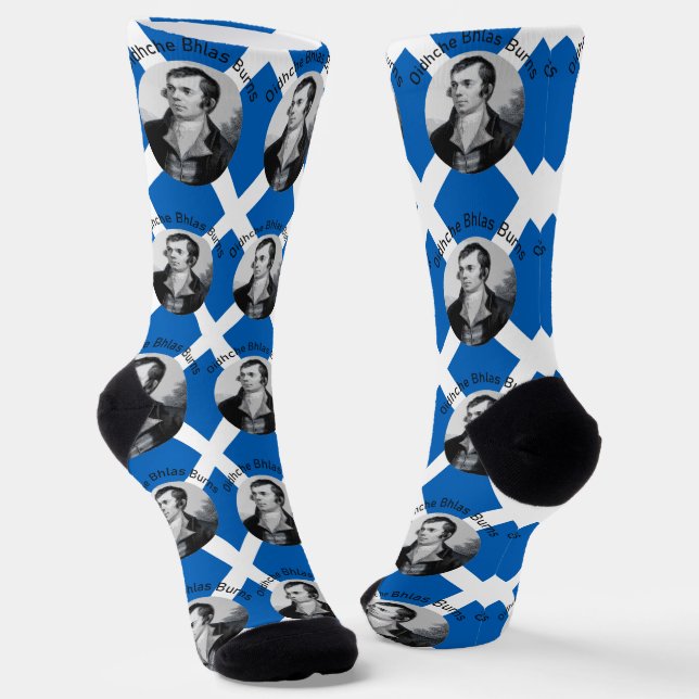 Calcetines Robbie Burns - In Grey Oidhche Bhlas Burns Saltire (Angular)