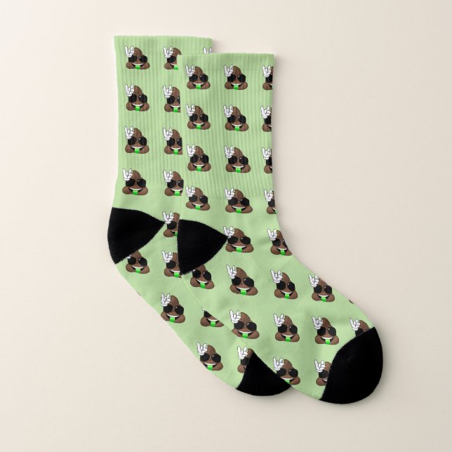 Calcetines Rock On Poop Emoji Green Socks (Par)