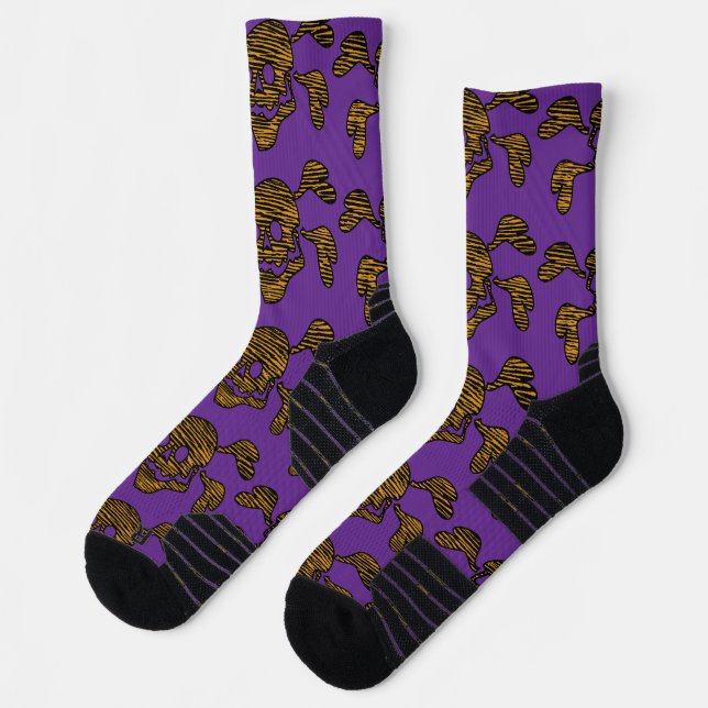 Calcetines Rockabilly Gótico de los 90s Calavera y Huesos Cru (Izquierda)