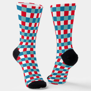 Calcetines Rojo Blanco Azul Retro Tartán Cuadros 4 de Julio