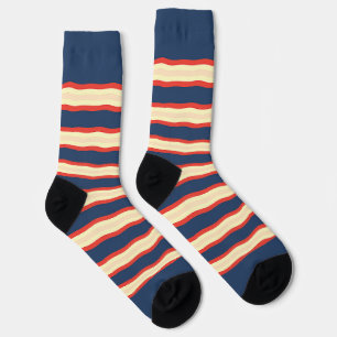 Calcetines Rojo Dk Azul Crema Ondulado Elegante