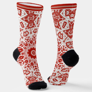 Calcetines rojo y blanco, bandana étnica