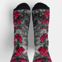 Calcetines Rojo y Gris de Bayas de Pyracantha