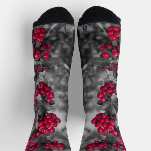 Calcetines Rojo y Gris de Bayas de Pyracantha