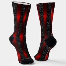 Calcetines rojos con cinta y rayas de enredaderas