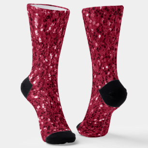 Calcetines Rojos magenta rosa oscuro falsos brillos brillante