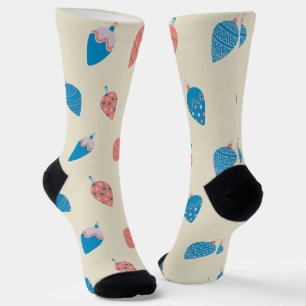 Calcetines Rojos y Azules de Navidad con Patrón de Burbujas