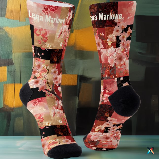 Calcetines Romántico Colchón floral de cerezo rosa (Subido por el creador)