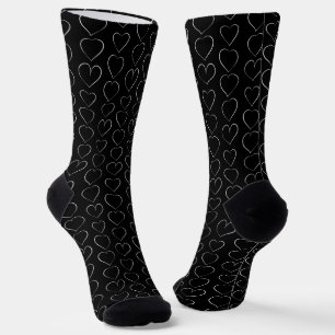 CALCETINES ROMÁNTICO CORAZÓN DE AMOR BLANCO NEGRO