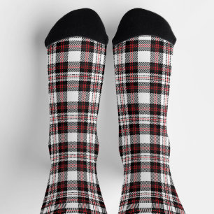 Calcetines Ropa de tartán de color blanco negro y rojo vintag