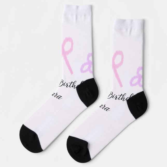 Calcetines Ropa rosa morado floral pastel feliz cumpleaños (Izquierda)